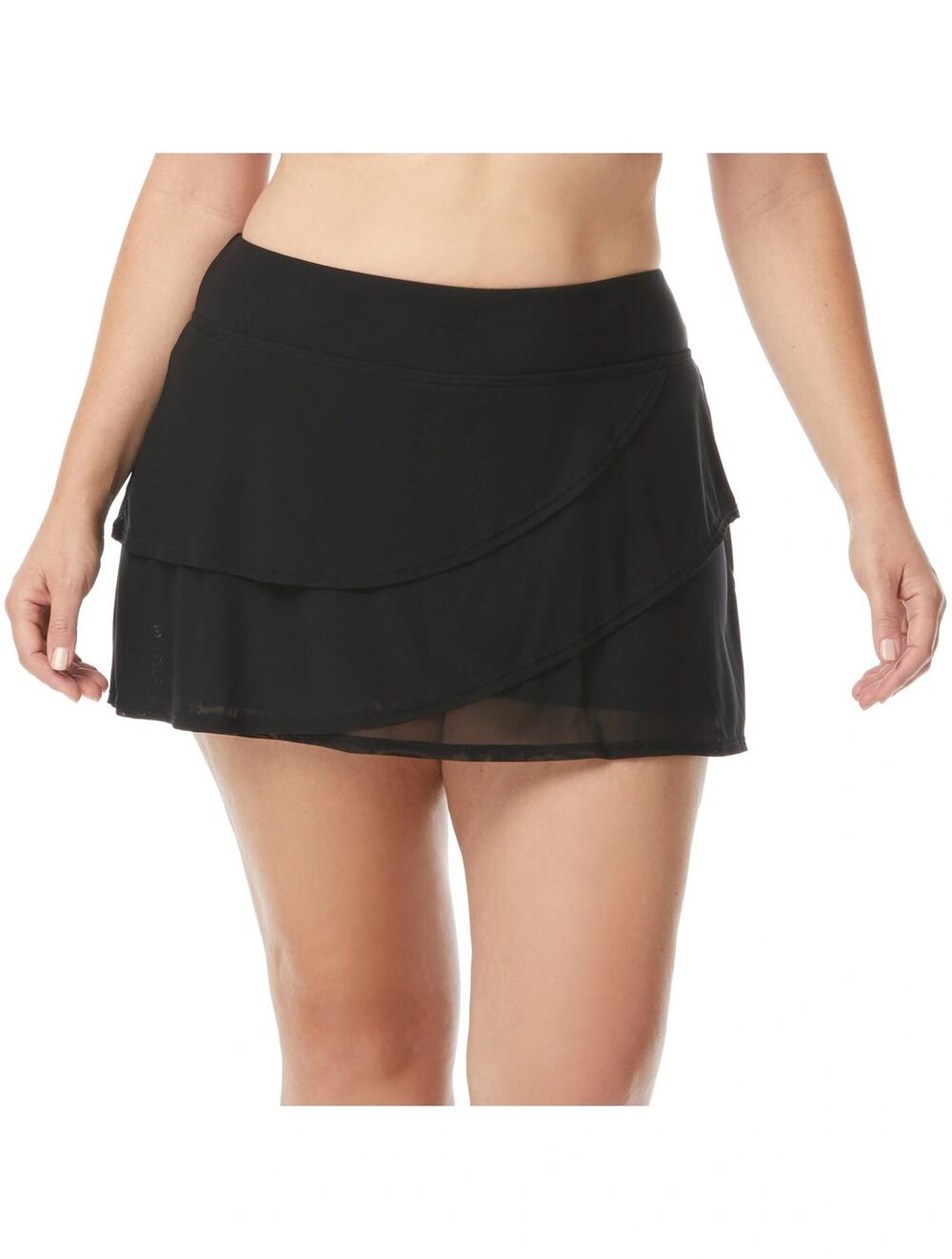 Coco Reef Large Black Mesh Layered Swim Skort Swim Suit Bottoms